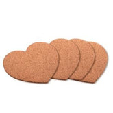 Jogo de 4 Porta Copos de Cortica Coração Marrom 10cm - Ela Decora